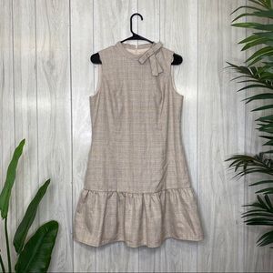 Gal Meets Glam Philippa Femme Plaid Sleeveless Bow Flounce Hem Shift Dress 6